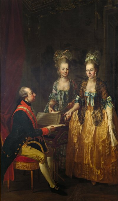 Portrait of Emperor Joseph II at the Spinet with his Sisters Maria Elisabeth and Maria Anna by Josef Hauzinger