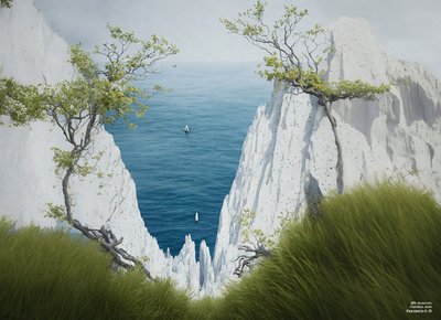 JJM Recreates Friedrich-C-D: Chalk Cliffs on Rügen (Panorama) by Josef Johann Michel