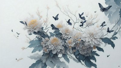 Chrysanthemum Flower in White by Josef Johann Michel