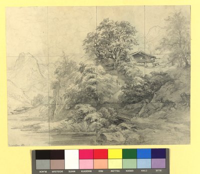 Mountain Landscape with Farmsteads by Josef Kriehuber