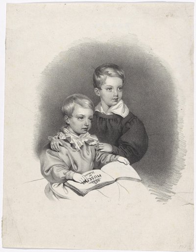 Crown Prince Franz Joseph and Archduke Ferdinand Maximilian Joseph as Children by Josef Kriehuber