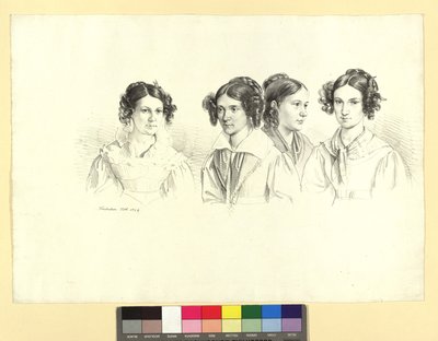 Four Girls on a Sheet by Josef Kriehuber