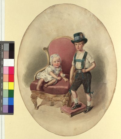Two Children, Probably from the Imperial House by Josef Kriehuber