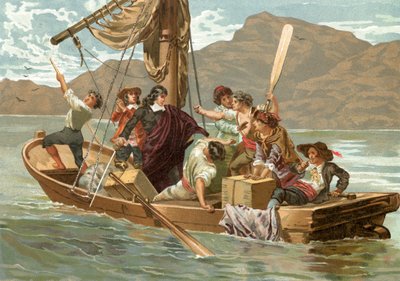 Descartes and the Boatmen of Elba by Josep or Jose Planella Coromina