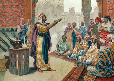 Jabir ibn Hayyan teaching chemistry in Edesa by Josep or Jose Planella Coromina