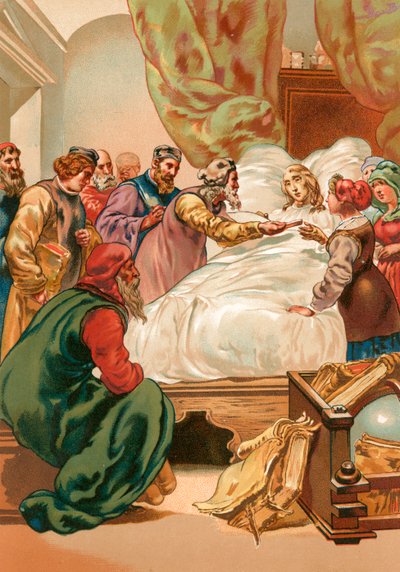 The Sick Copernicus, Receiving the First Copy of His Book on the Revolutions of the Celestial Spheres by Josep or Jose Planella Coromina