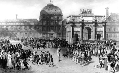 Depiction of a Military Review during the First French Empire in 1810, in front of the Tuileries. 1862 by Joseph Louis Hippolyte Bellange