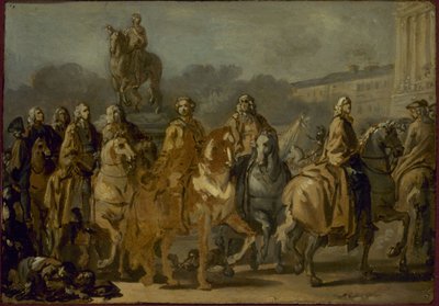 Inauguration of the statue of Louis XV, on the square of the same name, by the body of the City of Paris, June 20 by Joseph Marie the Elder Vien