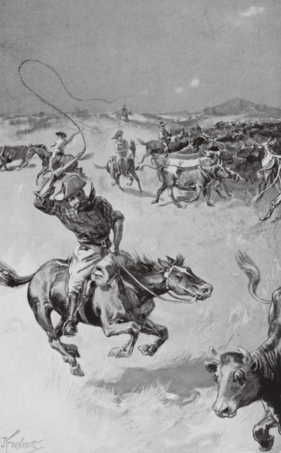 Cattle-Mustering in Queensland by Joseph (after) Finnemore