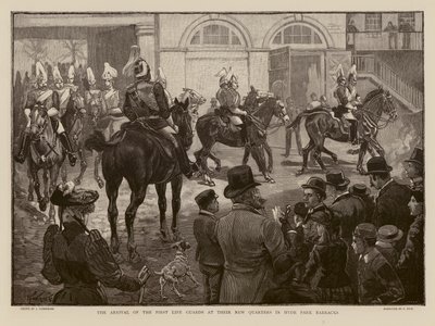 Life Guards arriving at their new barracks in Hyde Park, London by Joseph (after) Finnemore