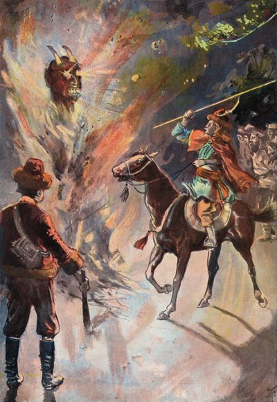 Robinson Crusoe: Destruction of the tartar idol by Joseph (after) Finnemore