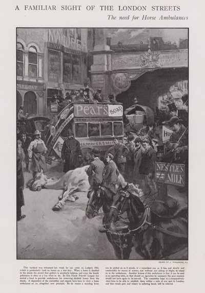 The need for horse ambulances on the streets of London by Joseph (after) Finnemore
