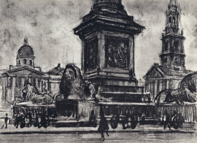 Lions, Trafalgar Square by Joseph (after) Pennell