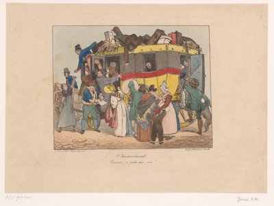Passengers Trying to Board a Full Omnibus (Inconveniences) by Joseph Ambroise Jobard