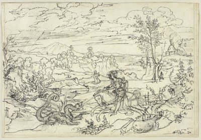 Landscape with Saint George and the Dragon and the Monte Soratte by Joseph Anton Koch