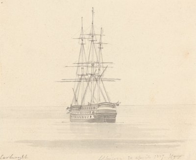 Single Frigate, Stern Forward; Albion 20 April 1817 by Joseph Cartwright