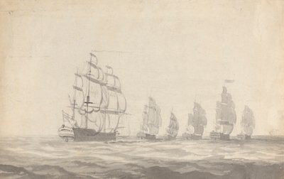 Six Battleships Tacking in Heavy Seas by Joseph Cartwright