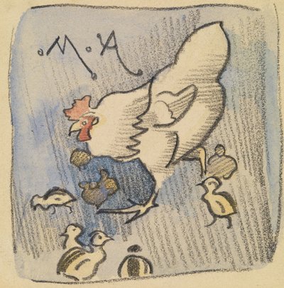 White Hen and Chickens, c.1901 by Joseph Crawhall