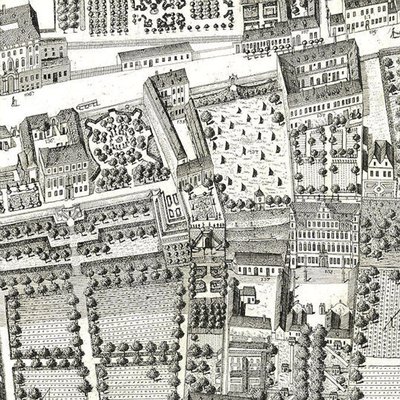 Detail of a Map of Vienna showing 135 Alsergrund where Mozart and his family lived during 1788 by Joseph Daniel Huber