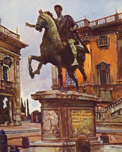 Rome: La statue de Marc-Aurele, Place du Capitole by Joseph Felix Bouchor