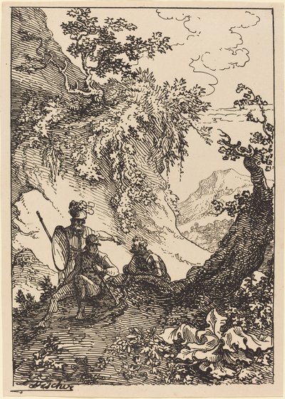 Landscape with Men in Armor, Tree Stump by Joseph Fischer