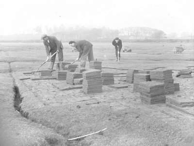 Turf Cutters Cutting, Lifting and Stacking Turf by Joseph Hardman