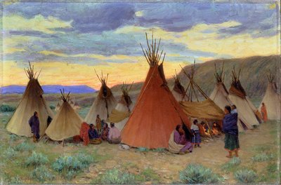 Evening on Crow Reservation, Montana by Joseph Henry Sharp