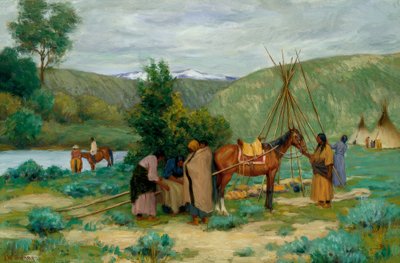 Setting up Camp, Little Big Horn, Montana by Joseph Henry Sharp