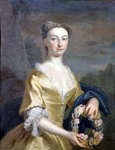 Portrait of a Lady Holding a Floral Wreath by Joseph Highmore