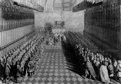 Prince William Offering His Sword to the Dean, at the Altar, the Knights Standing Under Their Banners, Engraved by J. Pine by Joseph Highmore
