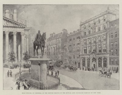 Head Offices, in Cornhill, of the British Branch of the Mutual Life Insurance Company of New York by Joseph Holland Tringham