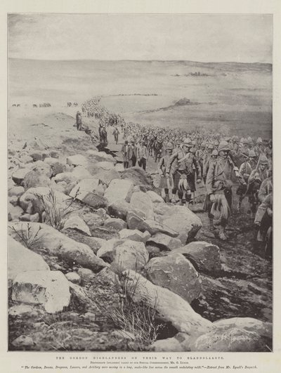 The Gordon Highlanders on Their Way to Elandslaagte by Joseph Holland Tringham