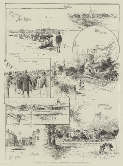 The Wirral Railway, Cheshire, First Turf Cut by Mr Gladstone, 21 October by Joseph Holland Tringham