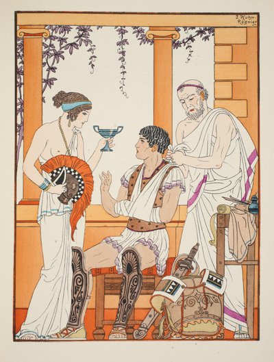 Wounded soldier with his arm in a sling, illustration from 