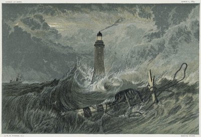 Eddystone Lighthouse, built on the Eddystone Rock by the English Civil Engineer John Smeaton from 1757-1759 by Joseph Mallord William Turner