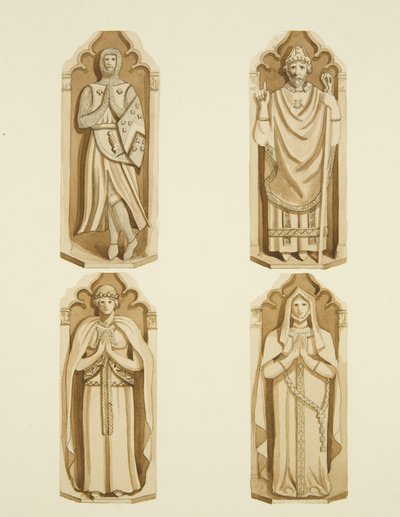 Four figures decorating the doors made by Clarke, on each side of the altar of St Mark