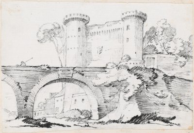 A Stone Bridge and the Fortified Entrance to a Town by Joseph Marie Vien