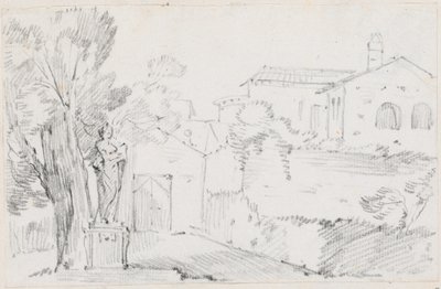 Corner of an Italian Garden with a Church Beyond by Joseph Marie Vien