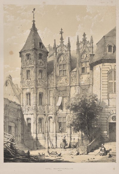 Architecture of the Middle Ages: Hotel Bourgtheroulde, Rouen by Joseph Nash