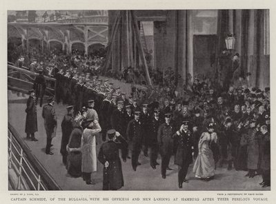 Captain Schmidt, of the Bulgaria, with His Officers and Men Landing at Hamburg After Their Perilous Voyage by Joseph Nash