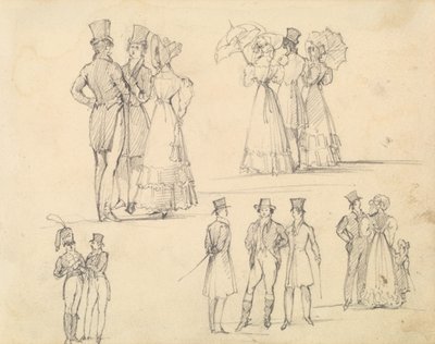 Groups of Men and Women in Conversation by Joseph Nash