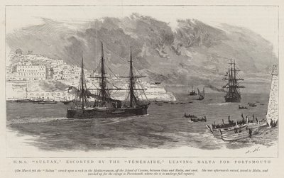 HMS Sultan, Escorted by the Temeraire, Leaving Malta for Portsmouth by Joseph Nash