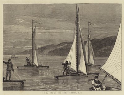 Ice Yachts on the Hudson River, USA by Joseph Nash