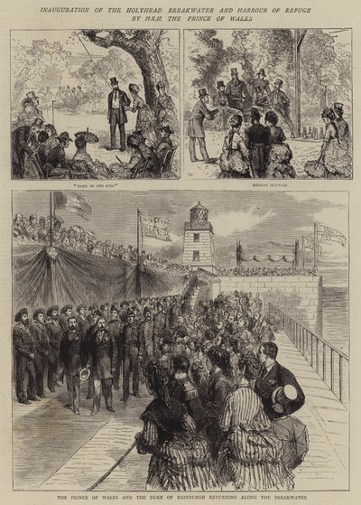 Inauguration of the Holyhead Breakwater and Harbour of Refuge by HRH the Prince of Wales by Joseph Nash