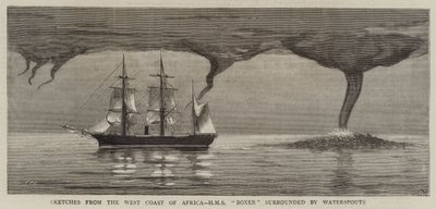Sketches from the West Coast of Africa, HMS Boxer Surrounded by Waterspouts by Joseph Nash