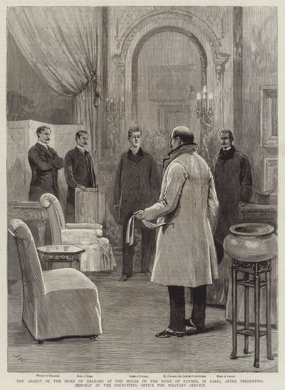 The Arrest of the Duke of Orleans at the House of the Duke of Luynes, in Paris, after presenting himself at the Recruiting Office for Military Service by Joseph Nash