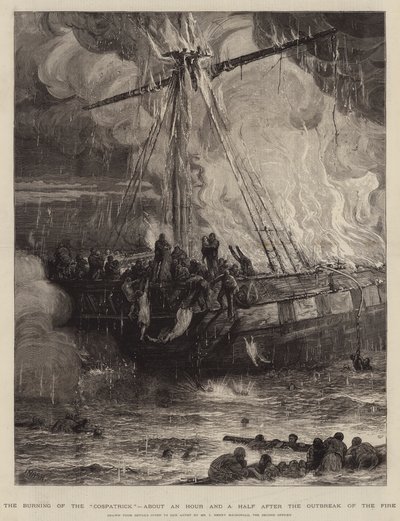 The Burning of the Cospatrick, About an Hour and a Half After the Outbreak of the Fire by Joseph Nash