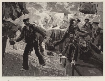 The Conqueror Ships a Heavy Sea which finds its Way to the Ward-Room Galley by Joseph Nash