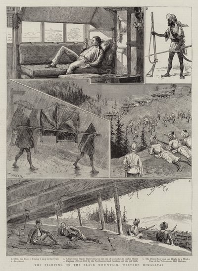 The Fighting on the Black Mountain, Western Himalayas by Joseph Nash