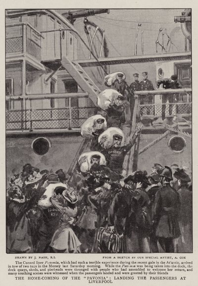 The Home-Coming of the Pavonia, landing the Passengers at Liverpool by Joseph Nash